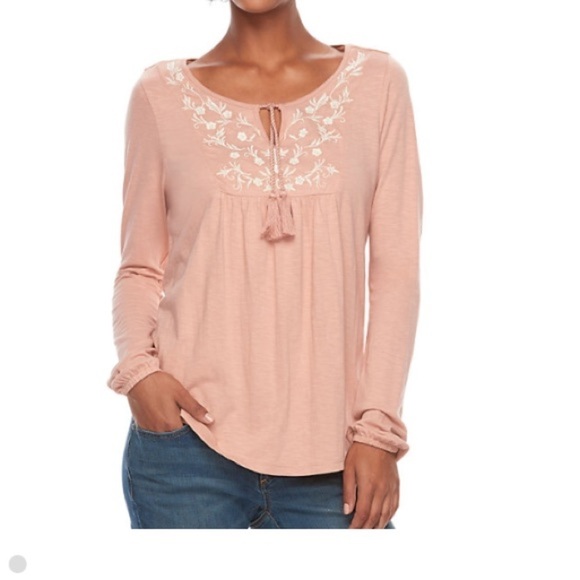 Sonoma Goods For Life peasant top L long sleeve - Picture 3 of 11